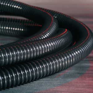 Corrugated tubing, high temperature resistant, nom?24mm, OD=23.5mm, ID=19.0mm, black, 25.0m