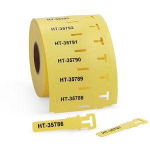 Cable tag, ladder-style, thermal transfer print, 74.0x12.0mm, yellow, pack=500pcs.