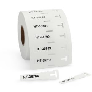 Cable tag, ladder-style, thermal transfer print, 74.0x12.0mm, white, pack=500pcs.