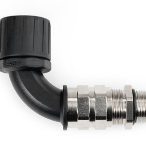 Fitting for corrugated tubing, nom?16mm, M20, 90?, black, 10pcs.