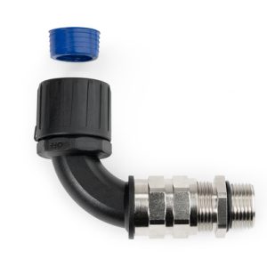 Fitting for corrugated tubing, nom?13mm, M16, 90?, black, 10pcs.