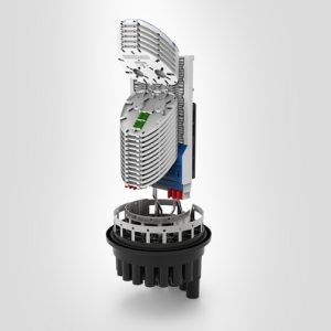 UFC IR BC length closure with basket and 18 SE-IR MKII trays with 3A splice bridges