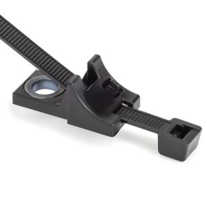 Fixing tie for screw fixation, inside serrated, ?5.0-105.0mm, black, 500pcs.