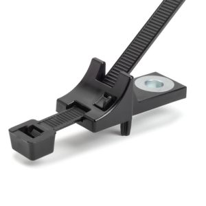 Fixing tie for screw fixation, inside serrated, ?105.0mm, black, 1000pcs.