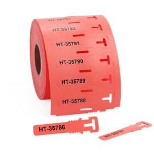 Cable tag, ladder-style, thermal transfer print, 74.0x12.0mm, red, pack=500pcs.