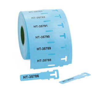 Cable tag, ladder-style, thermal transfer print, 74.0x12.0mm, blue, pack=500pcs.