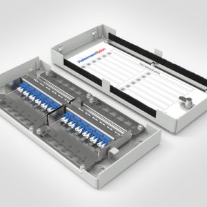 12 Way Modular Zone Termination Box Loaded with 12 x LC Duplex Adaptors.