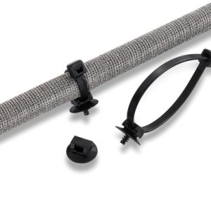 Cable tie mount for hole (round), Wmax=4.2mm, T=1.5-3.0mm, ?M3, black, 100pcs.