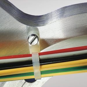 Fixing tie for screw fixation, inside serrated, ⌀1.5-45.0mm, black, 100pcs.