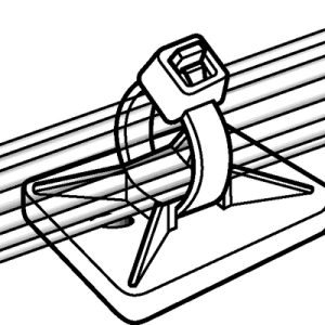Fixing tie for adhesive use, outside serrated, black, 500pcs.
