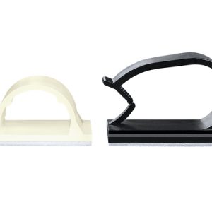 Cable clip for adhesive use/with pipe/tube holder