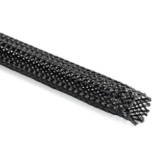 Braided sleeving, fluid resistant, nom?12mm, ?8-17mm, black, 50m