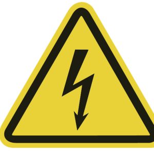 Warning label, pre-printed, L=200.00mm, yellow, pack=10pcs.
