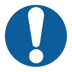 Mandatory label, pre-printed, ?200.00mm, blue, pack=5pcs.