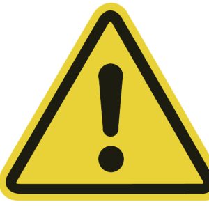 Warning label, pre-printed, L=25.00mm, yellow, pack=100pcs.