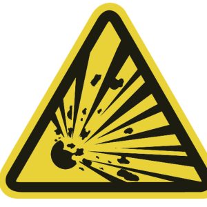 Warning label, pre-printed, L=25.00mm, yellow, pack=100pcs.