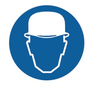 Mandatory label, pre-printed, ?100.00mm, blue, pack=10pcs.