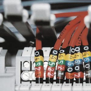 Cable marker, to identify: wire and cable/for sliding, hotfoil print ".", ?4.0-9.0mm, white, reel=250pcs.