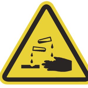 Warning label, pre-printed, L=25.00mm, yellow, pack=100pcs.