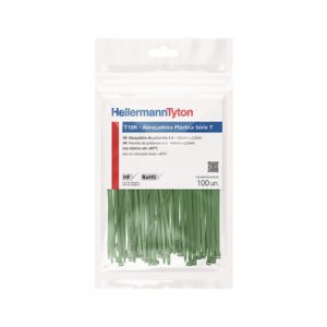 Cable tie inside serrated, 100.0x2.5mm, ⌀1.5-22.0mm, green, 100pcs.