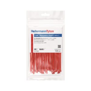 Cable tie inside serrated, 100.0x2.5mm, ⌀1.5-22.0mm, red, 100pcs.