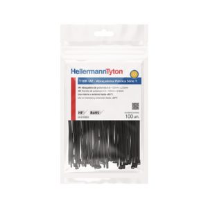 Cable tie inside serrated, 100.0x2.5mm, ?1.5-22.0mm, black, 100pcs.