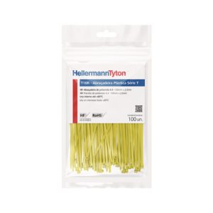 Cable tie inside serrated, 100.0x2.5mm, ?1.5-22.0mm, yellow, 100pcs.