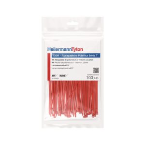 Cable tie inside serrated, 146.0x3.5mm, ⌀1.5-35.0mm, red, 100pcs.