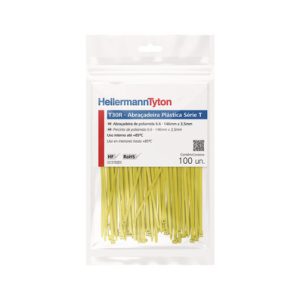 Cable tie inside serrated, 146.0x3.5mm, ⌀1.5-35.0mm, yellow, 100pcs.