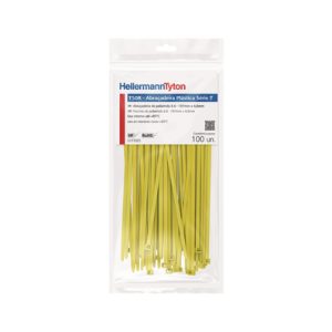 Cable tie inside serrated, 197.0x4.6mm, ⌀1.5-50.0mm, yellow, 100pcs.