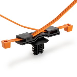 Fixing tie for hole (oval), ?1.5-50.0mm, orange/black, 500pcs.