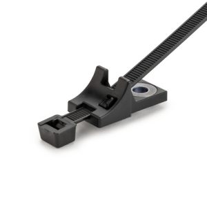 Fixing tie for screw fixation, inside serrated, ?105.0mm, black, 500pcs.
