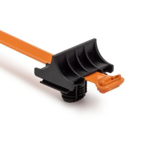 Fixing tie for hole (oval), inside serrated, ⌀38.0-80.0mm, orange/black, 1500pcs.