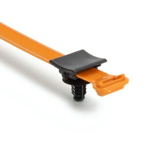 Fixing tie for hole (round), inside serrated, ⌀9.4-82.6mm, orange/black, 1200pcs.