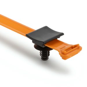 Fixing tie for hole (round), inside serrated, ⌀9.4-82.6mm, orange/black, 1200pcs.