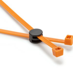 Fixing tie for cable bundles, inside serrated, ?2.0-47.0mm, orange/black, 500pcs.