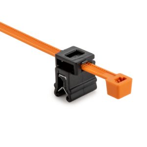 Fixing tie for edge, inside serrated, ?4.0-45.0mm, orange/black, 500pcs.