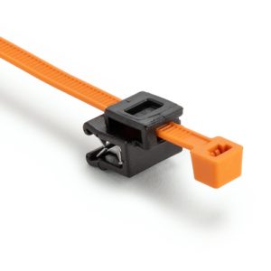 Fixing tie for edge, inside serrated, ?4.0-50.0mm, orange/black, 500pcs.