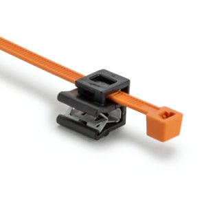 Fixing tie for edge, inside serrated, ⌀4.0-50.0mm, orange/black, 500pcs.