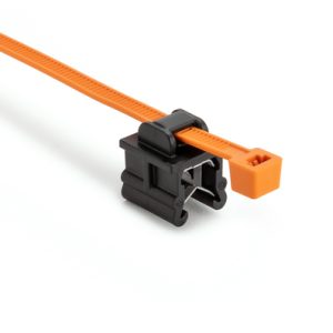 Fixing tie for edge, inside serrated, ?1.0-50.0mm, orange/black, 500pcs.