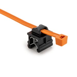 Fixing tie for edge, inside serrated, ?1.0-50.0mm, orange/black, 500pcs.