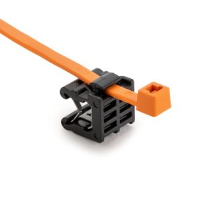 Fixing tie for edge, inside serrated, ⌀5.0-50.0mm, orange/black, 500pcs.