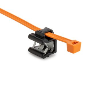 Fixing tie for edge, inside serrated, ?1.0-50.0mm, orange/black, 500pcs.