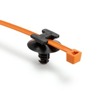 Fixing tie for hole (round), inside serrated, ⌀1.5-50.0mm, orange/black, 500pcs.
