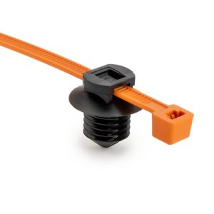 Fixing tie for hole (round), inside serrated, ⌀5.0-50.0mm, orange/black, 500pcs.