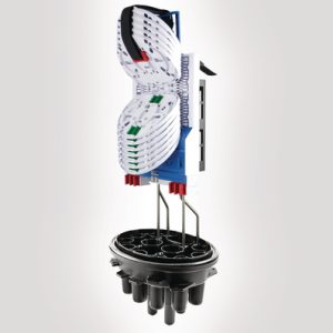 FDN 16 port AB length IR closure with basket and 24 x SC-B-IR MKI moulded splice holder trays