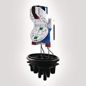 FDN 16 port A length IR closure with basket and 6 SE-IR MKI trays fitted with 2 x 3A splice bridges