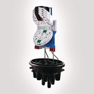FDN 16 port A length IR closure with 6 SE-IR MKI trays fitted with 2 x 3A splice bridges