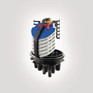 FDN 16 port A length tubed closure with basket and  6 x multi-ribbon moulded splice holder trays