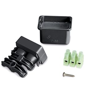 Gel cable joint, 8.0-10mm, 3 x 0.5mm? to 3 x 1.5mm?, L=38mm, Polyamide 6.6 V0 (PA66V0)/Silicone (SI), black